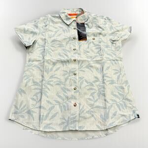 Orvis Womens White Blue Floral Print Button Up UPF 40 Shirt Sleeve Shirt S NWT